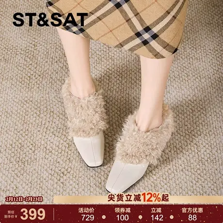 星期六复古风加绒保暖短靴女2025冬季新款方头内增高侧拉链时装靴商品大图