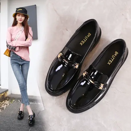 【真皮】小皮鞋女2023秋季新款女鞋英伦风百搭复古乐福鞋平底单鞋商品大图