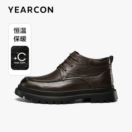 意尔康棉鞋男2023冬季新款真皮高帮棉靴商务正装加棉保暖爸爸皮鞋商品大图