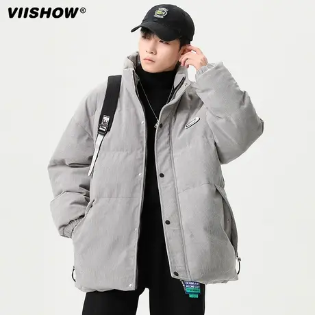 VIISHOW棉衣男生日系简约百搭宽松立领面包服冬季加厚灯芯绒棉服商品大图