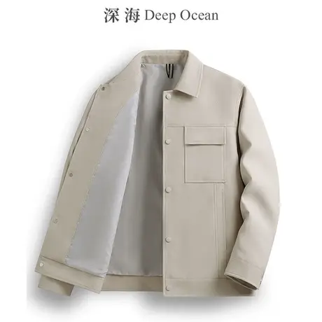 深海外套男冬季夹克男士商务休闲茄克拉链翻领青年纯色保暖上衣图片