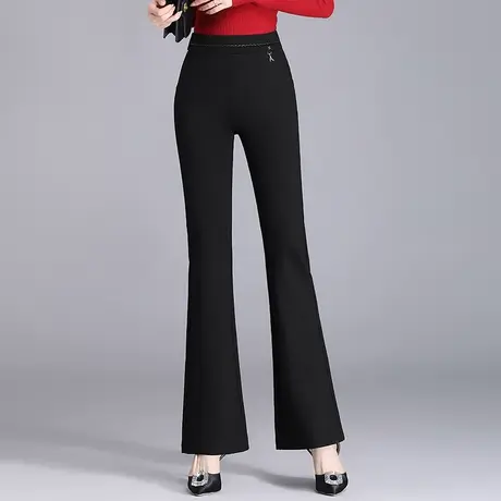 时尚微喇裤女2023秋季新款松紧高腰百搭女裤韩版垂坠感显瘦长裤子商品大图