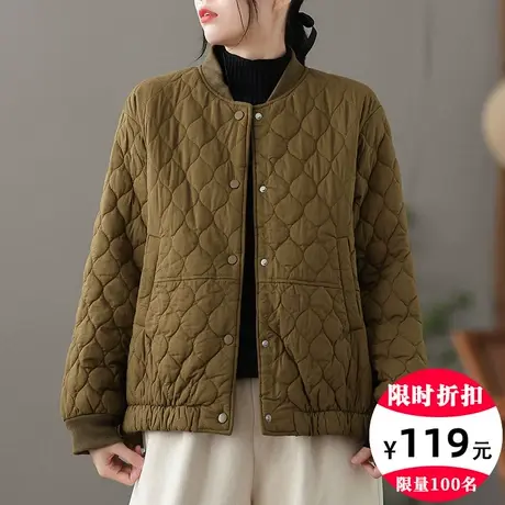 dza 复古短款保暖棉衣女士冬装棉袄外套休闲百搭宽松棉服上衣夹克图片