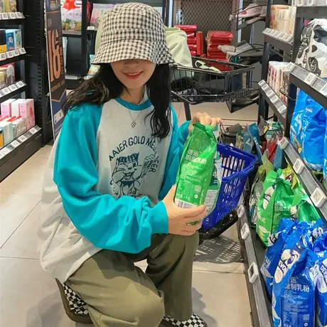 红续美式复古套头卫衣女ins潮2023年春秋新款宽松bf慵懒风小个子商品大图