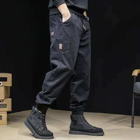 美式工装裤子男潮牌束脚春秋款2023新款宽松大码男士休闲男裤秋季商品大图