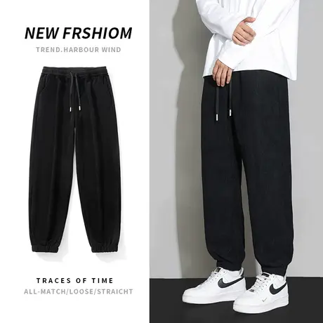 运动休闲裤男生秋季2023新款束脚裤卫裤宽松男士潮牌春秋款长裤子商品大图