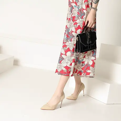 2023年春季新款设计感小众网纱高跟鞋女细跟法式气质百搭尖头单鞋商品大图