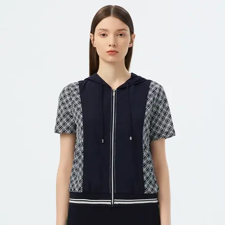 Lancy/悦朗姿女夏新款连帽短袖T恤夹克外套商场同款专柜正品奥莱图片