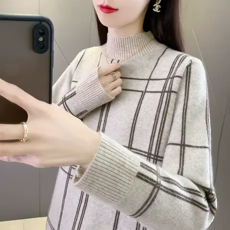 半高领毛衣女秋冬2023新款女装上衣宽松外穿内搭加厚针织打底衫女图片