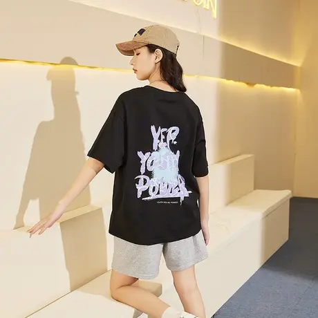 唐狮宽松女T恤夏季新款短袖小众别致上衣设计感小众韩版内搭图片