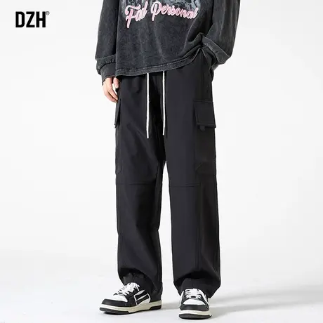 男士阔腿裤美式黑色工装裤男直筒宽松裤子2024年春季休闲长裤男裤商品大图