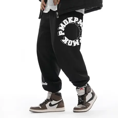 Nuthink美式高街vibe风卫裤男潮牌ins肥佬宽松加绒厚款束脚裤冬季商品大图