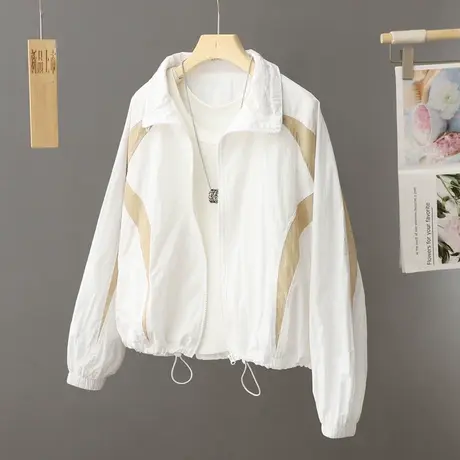 春秋外套女短款欧货防晒衣服2024新款春季韩版宽松百搭冲锋衣撞色图片