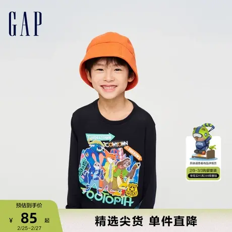 【疯狂动物城联名】Gap男童春秋长袖上衣儿童装洋气休闲T恤765917商品大图