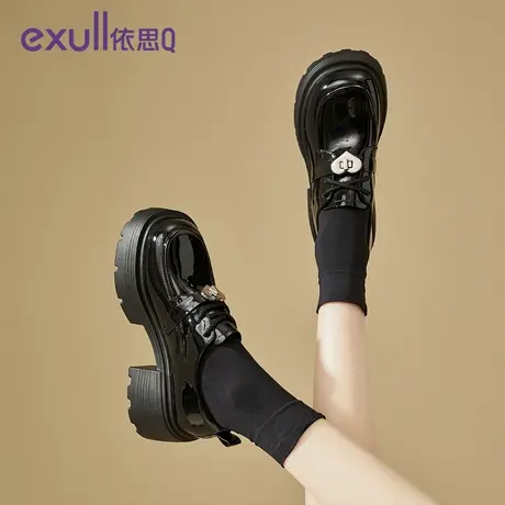 依思Q高跟增高女鞋ins风2024春秋新款增高黑色松糕底网红女鞋子商品大图