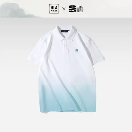 HLA/海澜之家三国演义短袖POLO衫23春夏新款翻领渐变透气T恤男商品大图