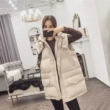 2023年秋冬新款韩版中长款背心羽绒棉马甲女潮流时尚外穿马夹外套图片