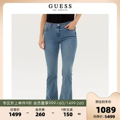 【秀智明星同款】GUESS23新款女高腰修身喇叭牛仔裤-YM5D1077K图片