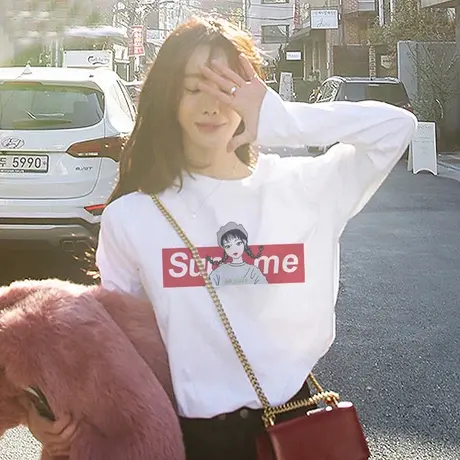 慵懒风ins长袖宽松韩版潮学原宿港味复古外穿休闲百搭mschf上衣服商品大图