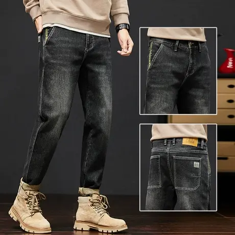 秋冬款新塘高端高级牛仔长裤男士直筒宽松冬季2023新款休闲男裤子商品大图