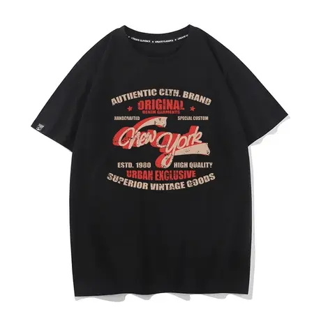 秀洛美式复古vintage newyork city重金属机车周边衣服短袖T恤男商品大图