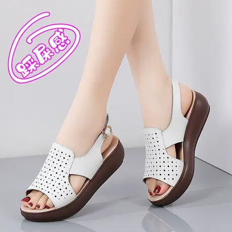 踩屎感超软底真皮凉鞋女妈妈鞋夏季透气摇摇鞋老北京布鞋女孕妇鞋商品大图