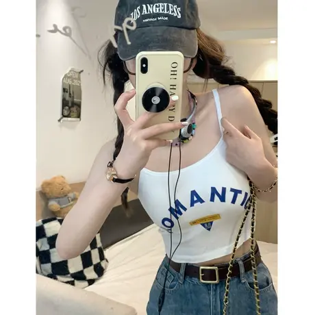 吊带背心女外穿带胸垫抹胸设计感小众甜辣妹内搭别致美背打底上衣商品大图