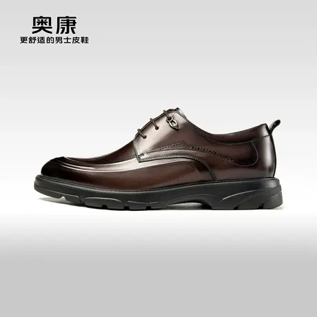 奥康男鞋2024秋季新款低帮正装皮鞋男士商务圆头系带厚底耐磨婚鞋商品大图