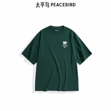 【商场同款】太平鸟男装T恤24新款刺绣度假宽松短袖潮 B2CNE3240图片