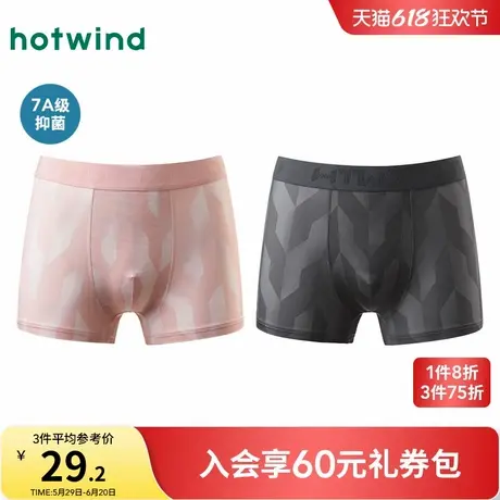 热风男士内裤2025年夏季新款男士几何渐变平角内裤抑菌莫代尔短裤商品大图