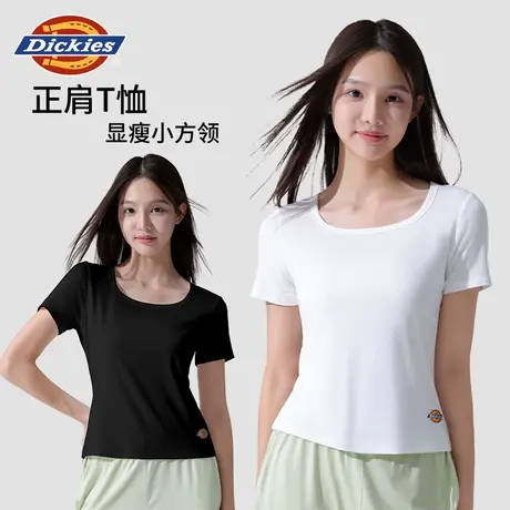 Dickies短袖t恤女夏季薄款透气舒适大码显瘦2025新款圆领白色上衣图片