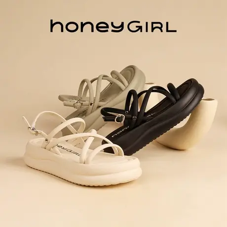 honeyGIRL时尚凉鞋女2025新款夏季女生厚底松糕鞋外出透气女鞋潮图片