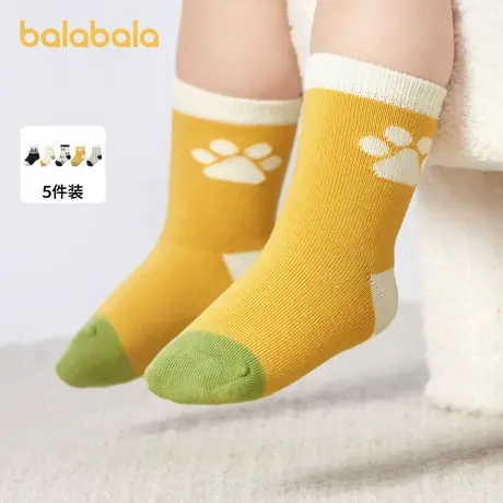 巴拉巴拉男女童袜子男女童棉袜儿童宝宝萌趣可爱动物条纹潮五双装商品大图