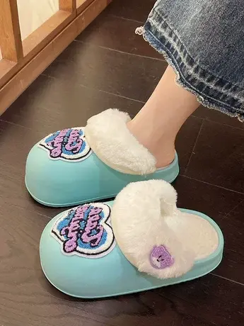高级感包头拖外穿毛毛鞋2023年秋季新款可爱百搭厚底保暖棉拖鞋商品大图