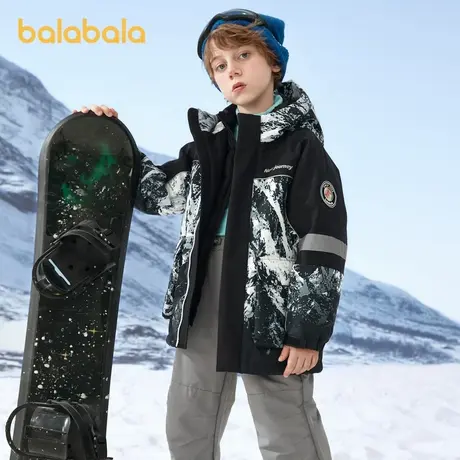 巴拉巴拉儿童羽绒服2025新款秋冬中长款羽绒服保暖外套三防两件套商品大图