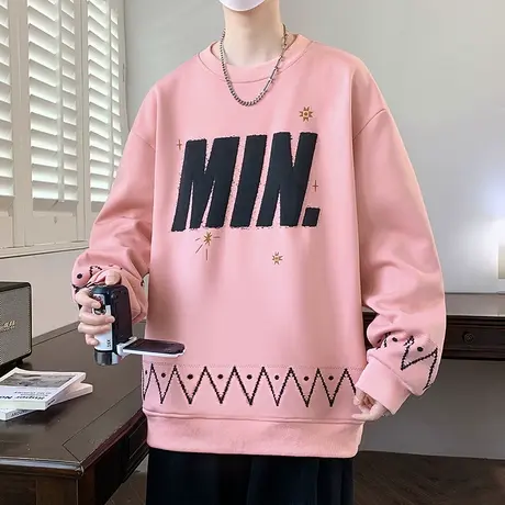 潮牌长袖T恤男圆领卫衣时尚休闲秋季新款印花青少年学生打底衫帅商品大图