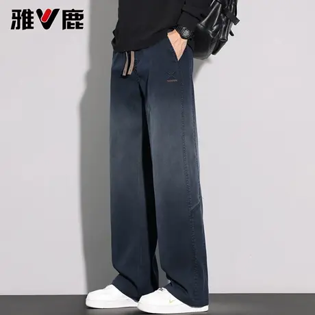 雅鹿2026春新款宽松阔腿休闲长裤男青年潮牌高级感显高显瘦直筒裤商品大图