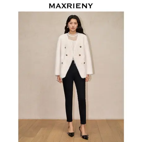 【商场同款】MAXRIENY蝴蝶结修身弹力铅笔裤23秋冬新款小脚裤女商品大图