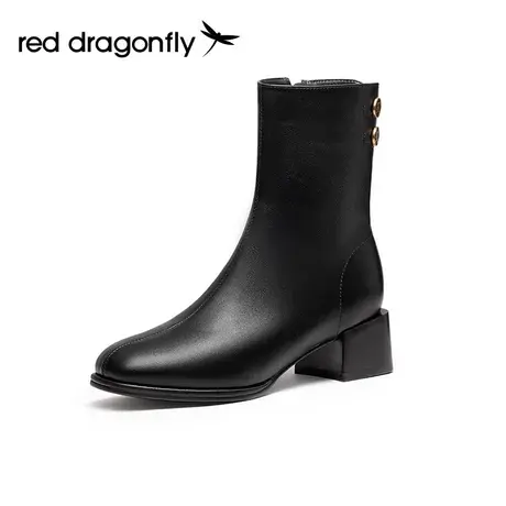 红蜻蜓粗跟短靴2023年秋冬高跟单靴女靴弹力瘦瘦靴气质通勤靴子商品大图