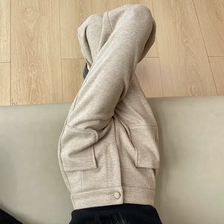 毛呢裤女秋冬新款高腰显瘦杏色小个子休闲裤羊绒呢子阔腿直筒裤子商品大图