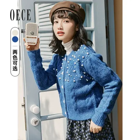 【买1送1】Oece复古针织衫开衫新款女装设计感小众气质毛衣外套图片