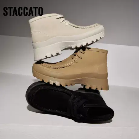 思加图冬季新款美式复古工装靴增高厚底鞋短靴女靴子S4365DD3图片