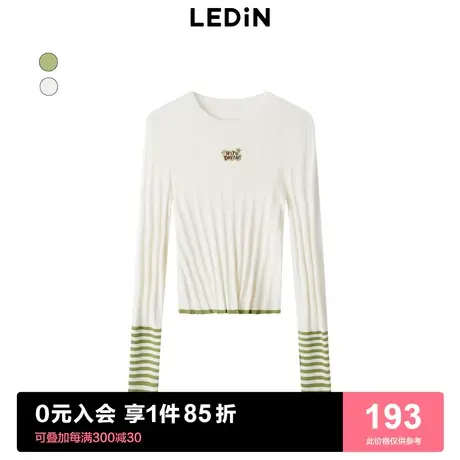 【商场同款】乐町条纹修身上衣2023春季新款圆领打底衫C3EED1202商品大图