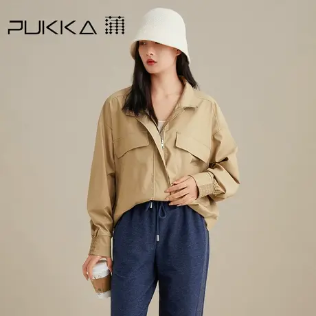蒲PUKKA 轻工装风短外套女秋装新品宽松复古显瘦设计感上衣图片