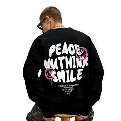 Nuthink美式潮牌重磅420g字母卫衣男潮宽松大码潮流春季圆领上衣商品大图