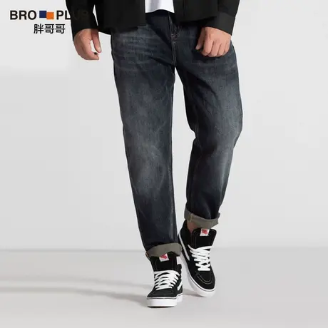 胖哥哥牛仔裤男加肥加大码春季款直筒宽松潮流休闲长裤子复古男裤商品大图