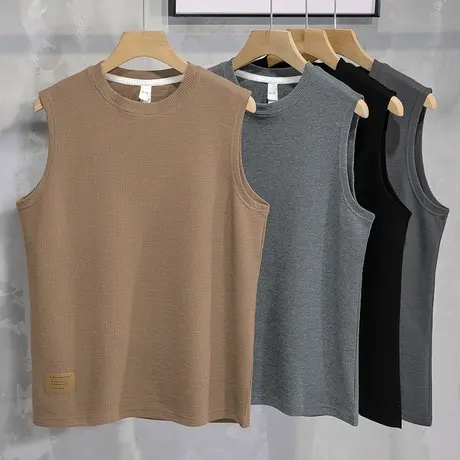 220g重磅华夫格运动背心男夏季薄款篮球坎肩跨栏健身透气无袖t恤商品大图