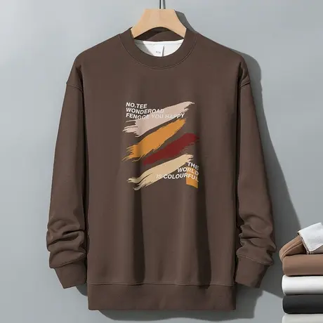 350g重磅摇粒绒卫衣男保暖圆领无帽上衣美式复古潮流宽松长袖t恤图片