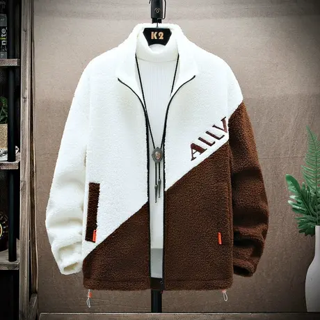 冬季男士棉衣外套棉毛绒新款韩版潮立领摇粒绒加厚颗粒棉袄男冬装商品大图