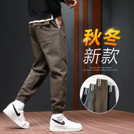 高端潮牌日系咖色工装裤男士束脚宽松休闲长裤子哈伦春季春秋冬款商品大图